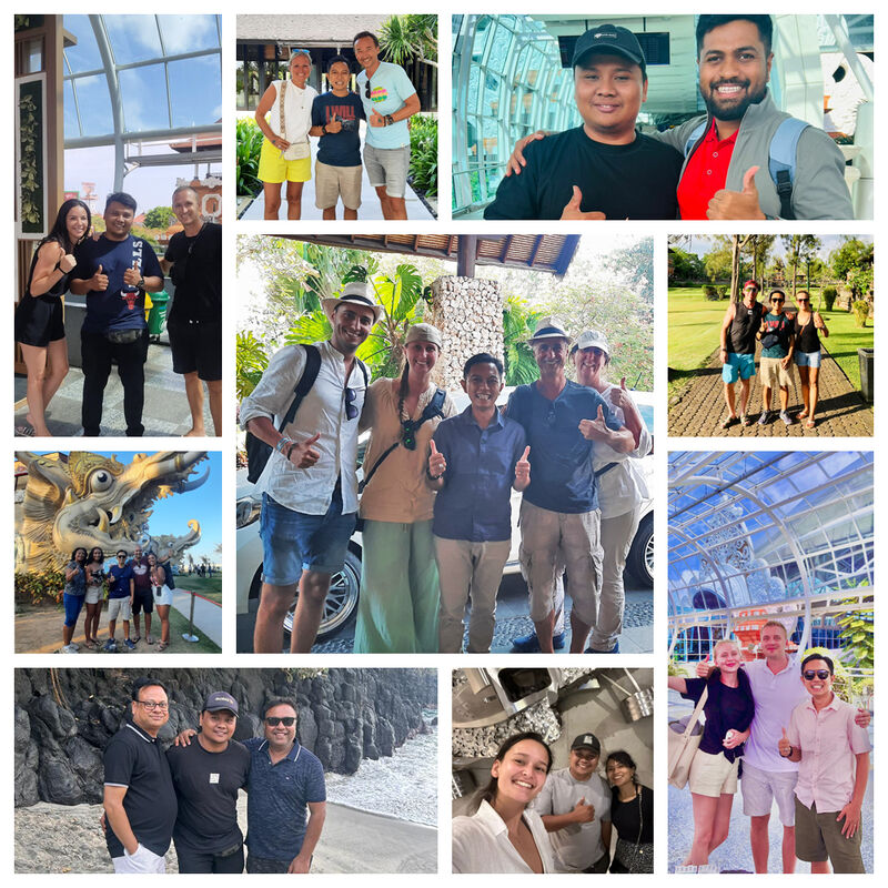 Private tour guests enjoying temples, rice terraces, and beaches in Bali with Asna